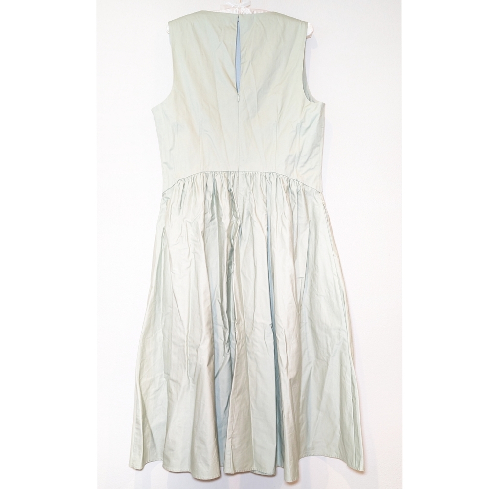 NEW Reiss Liza 100% Cotton Corset Midi Dress in Sage - Picture 8 of 15